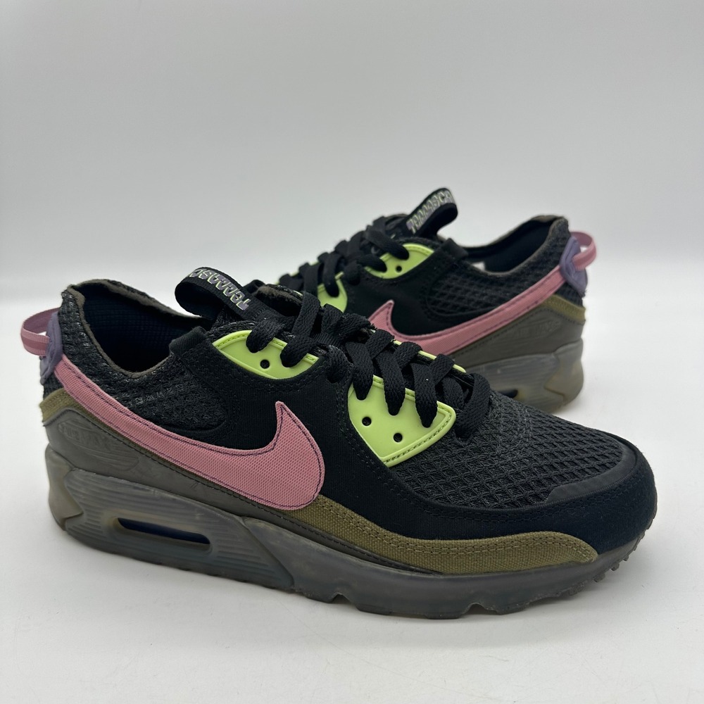 Nike DM0033-003 Mens 8 Air Max 90 Terrascape Black/Elemental Pink-Key Lime Shoes